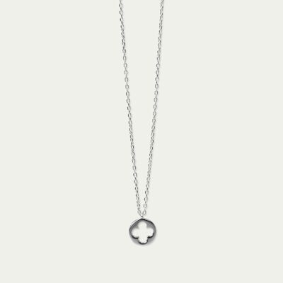 Disc Clover necklace, sterling silver