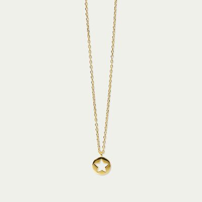 Necklace Disc Star, yellow gold plated