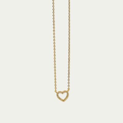 Necklace heart with zirconia, yellow gold plated,