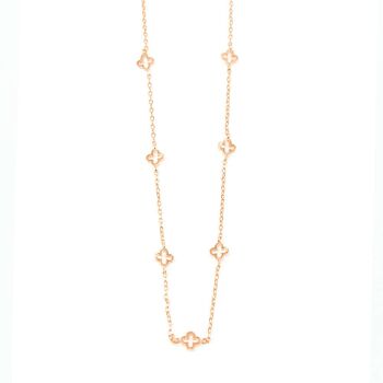 Collier Endless Clover, plaqué or rose 1