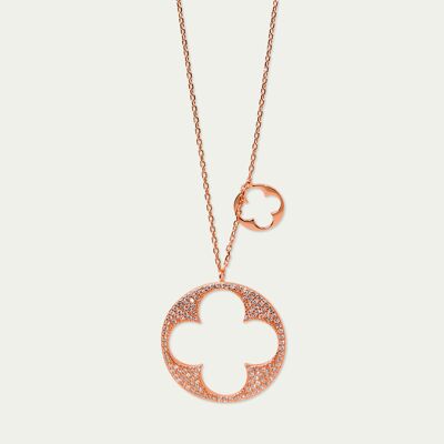 Collana Big Shiny Clover, placcata oro rosa