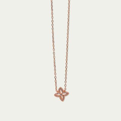 Necklace Shiny Clover, rose gold plated