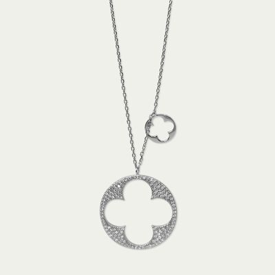 Collana Big Shiny Clover, argento