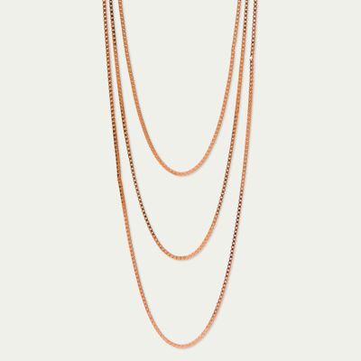 Box chain layering necklace, rose gold plated