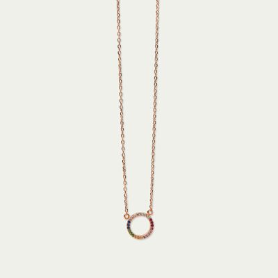 Collana Circle Rainbow, placcata oro rosa