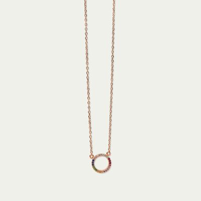 Necklace Circle Rainbow, rose gold plated