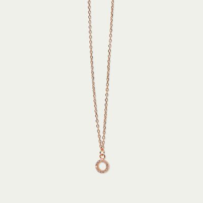 Necklace Mini Circle with zirconia, rose gold plated