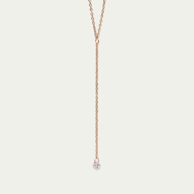 Necklace Y Pure with a zirconia, rose gold plated
