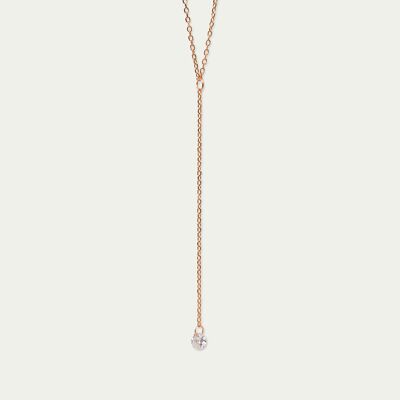 Collana Y Pure con uno zircone, placcato oro rosa