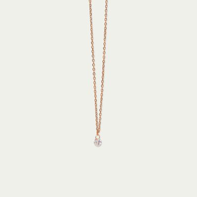 Necklace Pure with a zirconia, rose gold plated