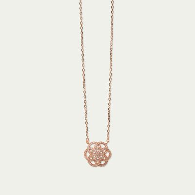 Necklace Flower of Life, rose gold plated