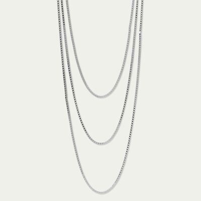 Box Chain Layering Necklace, Sterling Silver