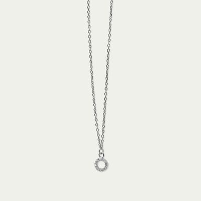 Necklace Mini Circle with zirconia, sterling silver