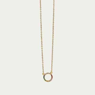 Necklace Circle Rainbow, yellow gold plated