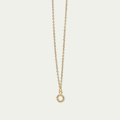 Necklace Mini Circle with zirconia, yellow gold plated
