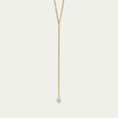 Necklace Y Pure with a zirconia, yellow gold plated