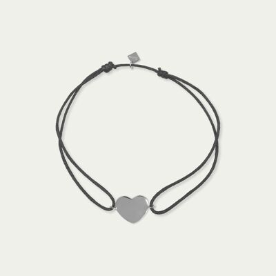 Lucky bracelet heart, sterling silver - strap color