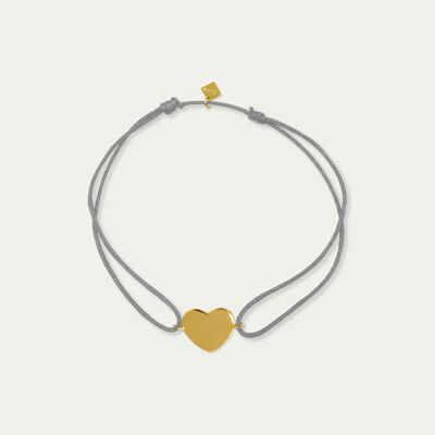 Lucky bracelet heart, yellow gold plated - strap color