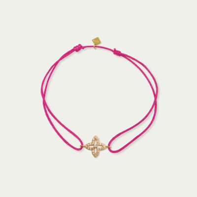 Lucky bracelet Shiny Clover, yellow gold plated - strap color