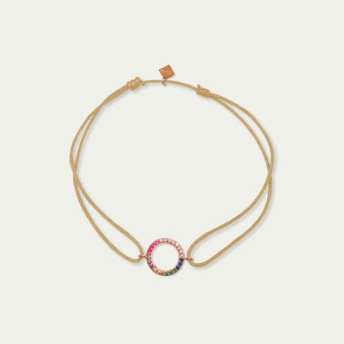 Glücksarmbändchen Circle Rainbow mit Zirkonia, Roségold vergoldet - Bandfarbe