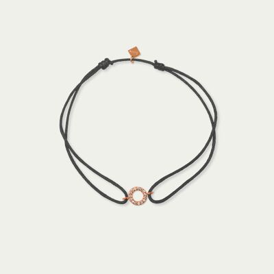 Lucky bracelet Mini Circle with zirconia, rose gold plated - strap color