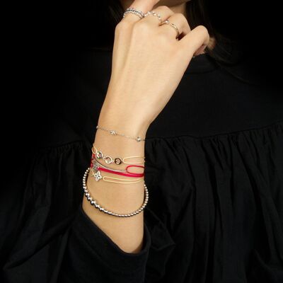 Bracelet porte-bonheur barre avec zircone, plaqué or rose - couleur du bracelet