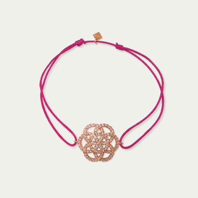 Pulsera de la suerte "Flor de la vida" con circonitas, chapada en oro rosa - color de la correa