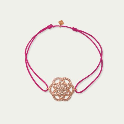 Glücksarmbändchen "Flower of Life" mit Zirkonia, Roségold vergoldet - Bandfarbe