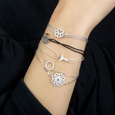 Lucky bracelet tree of life, rose gold plated - strap color