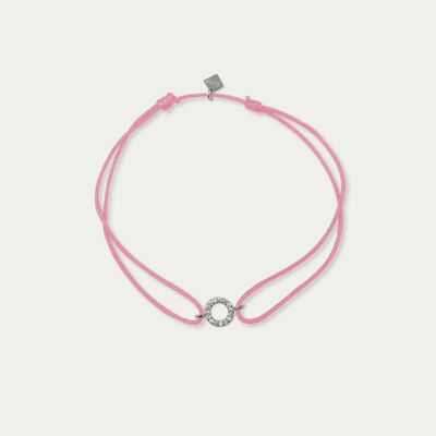 Bracciale portafortuna Mini Cerchio con zirconi, argento 925 - colore cinturino