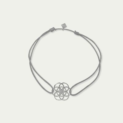 Flower of life lucky bracelet, sterling silver - strap color