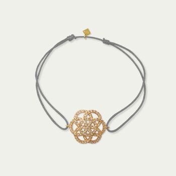 Bracelet porte-bonheur "Fleur de Vie" avec zircone, plaqué or jaune - couleur du bracelet 1