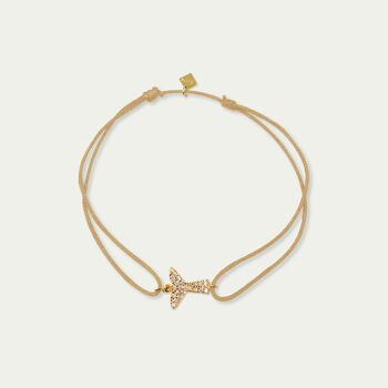 Bracelet porte-bonheur ange, pavé, plaqué or jaune - couleur du bracelet 1