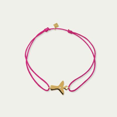 Lucky bracelet angel with a zirconia, yellow gold plated - strap color