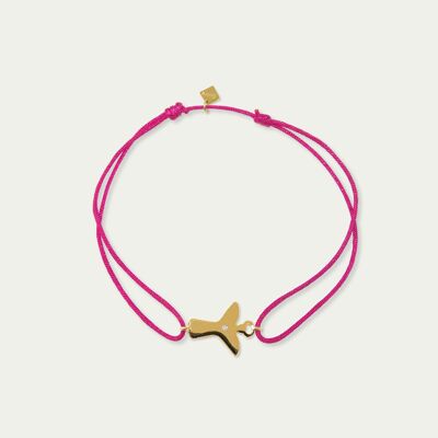 Bracelet porte-bonheur ange avec un oxyde de zirconium, plaqué or jaune - couleur du bracelet