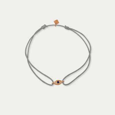 Lucky bracelet Evil Eye with zirconia, rose gold plated - strap color