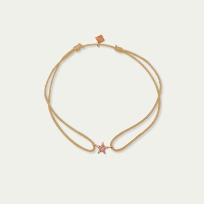 Lucky bracelet mini star, rose gold plated - strap color