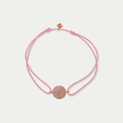 Bracelet porte-bonheur pavé d'oxydes de zirconium, plaqué or rose - couleur du bracelet