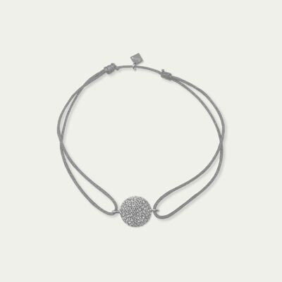 Lucky bracelet pavé with zirconia, sterling silver - strap color