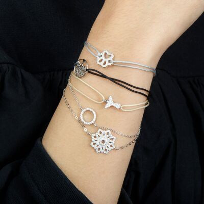 Bracciale portafortuna zampa, argento 925 con zirconi - colore bracciale