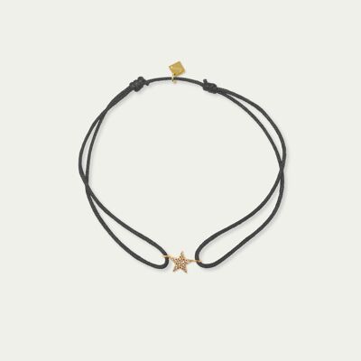 Lucky bracelet mini star, yellow gold plated - strap color