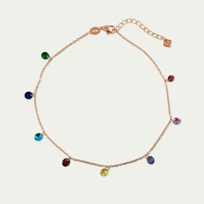 Ankle chain Pure Glam with zirconia, rose gold plated, rainbow