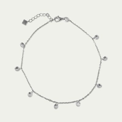 Ankle chain Pure Glam with zirconia, sterling silver, crystal