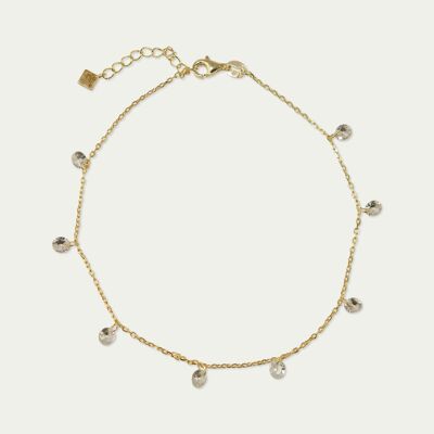 Ankle chain Pure Glam with zirconia, yellow gold plated, crystal