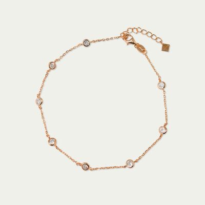 Ankle chain Endless Glam with zirconia, rose gold plated, crystal