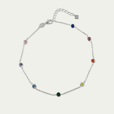 Chaîne de cheville Endless Glam Rainbow, argent sterling