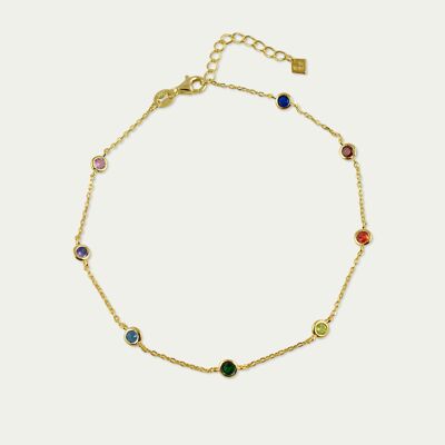 Ankle chain Endless Glam Rainbow, yellow gold plated
