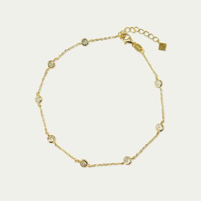 Ankle chain Endless Glam with zirconia, yellow gold plated, crystal