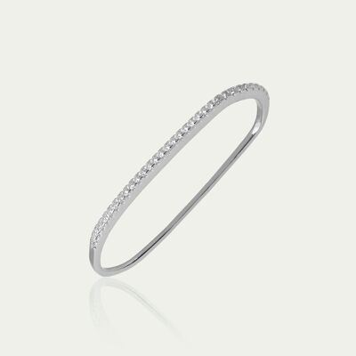 Earcuff bar with zirconia, sterling silver