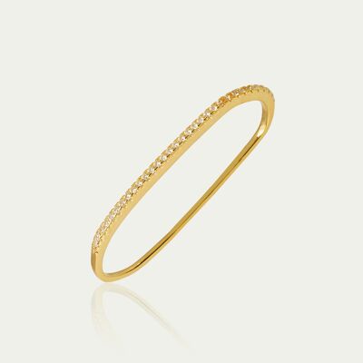Earcuff bar with zirconia, yellow gold plated
